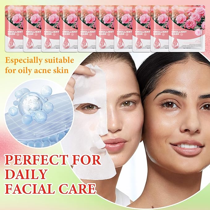 10 Pack Variety Facial Sheet Masks Skin Care Set, Hydrating Bulk Sheet Face Masks Skincare Gifts Set for Women Men, Long Lasting Moisturizing Face Mask Skincare for All Skin Type（C1)