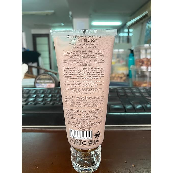 AROMA DEAD SEA Shea Butter Foot And Nail Cream Nourishing And Repair Damaged Skin. Enriched With Tea Tree Oil, Vitamin E And Wheat Germ Oil. Improves Skin Elasticity. (3.5 Fl.oz) (Pack Of 1)