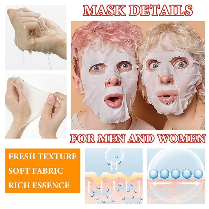 15 Pack Variety Facial Sheet Masks Skin Care Set, Hydrating Bulk Sheet Face Masks Skincare Gifts Set for Women Men, Long Lasting Moisturizing Face Mask Skincare for All Skin Type（05)