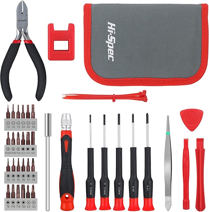 Hi-Spec 38pcs Electronics Repair Tool Kit, Precision Screwdriver Set Magnetic, Computer Screwdriver Kit, PC Building Tool Kit for Laptop, Tablet, DIY and Repair work