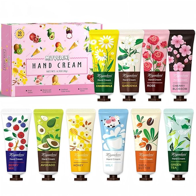 10 Pack Hand Cream Gift Set, Natural Plant Scents, Moisturizing Hand Lotion, Gifts for Women, Birthday, Mother's Day, Valentine's Day, Christmas, Thank you Gifts，Travel Size 20ml