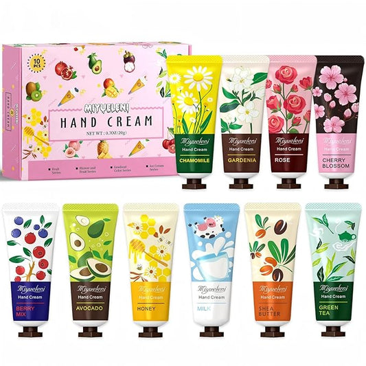 10 Pack Hand Cream Gift Set, Natural Plant Scents, Moisturizing Hand Lotion, Gifts for Women, Birthday, Mother's Day, Valentine's Day, Christmas, Thank you Gifts，Travel Size 20ml