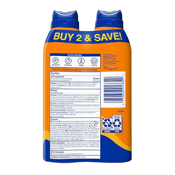 Banana Boat Sport Ultra SPF 50 Sunscreen Spray | Banana Boat Sunscreen Spray SPF 50, Water Resistant, Oxybenzone-Free, Sunblock, 6oz each Twin Pack