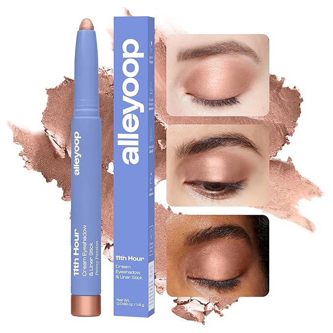 ALLEYOOP 11th Hour Waterproof Cream Eyeshadow Stick – Long-Lasting Eye Shadow Pencil & Eyeliner, Cream to Powder Stick & Highlighter – Smudge-Proof Eyeshadow Shimmer, Penny Passion Shimmer