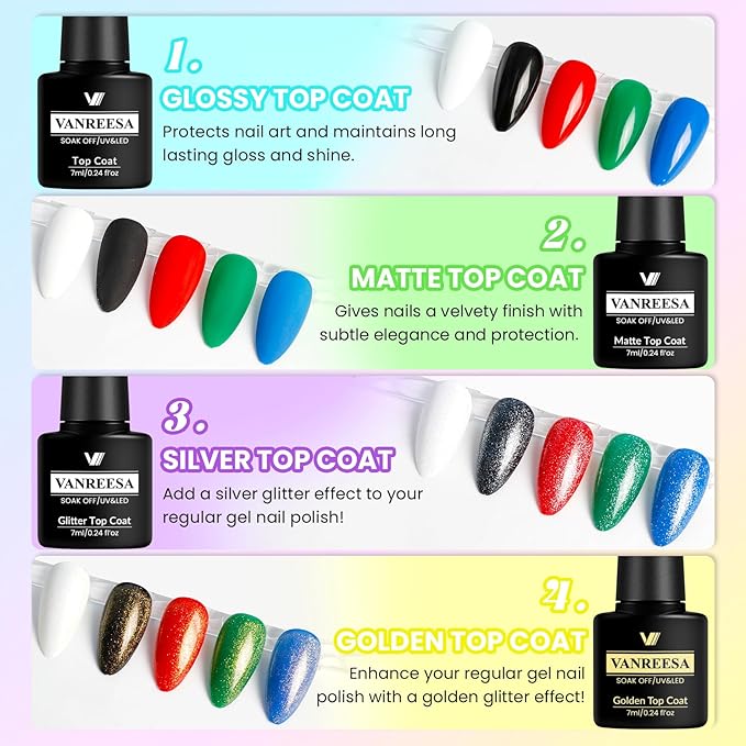 VANREESA Gel Nail Polish Kit with U V Light 53 Pcs Gel Polish Nail Set 36 Sweet Colors Nail Polish Set with Base Coat and 4 Effects Top Coat Manicure Tools Complete Nail Kit Gifts for Women Girls