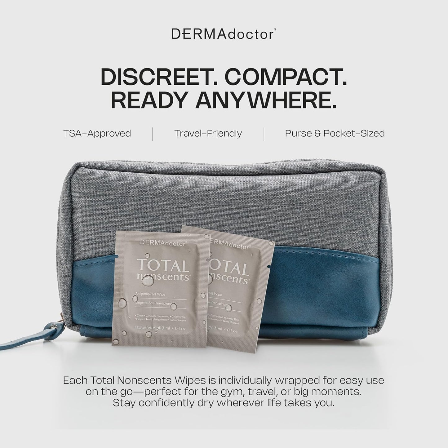 DERMAdoctor Antiperspirant Wipes - Refreshing Deodorant Wipes, Dermatologist Formulated Hyperhidrosis Treatment for Body Hands Feet | Anti Sweat Wipe, Foot Deodorant, Individually Wrapped - 10 Count