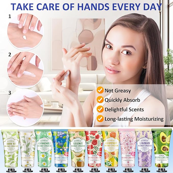 32 Pack Hand Cream Gift for Women, Bulk Hand Lotion Travel Size for Dry Cracked Hands, Mini Moisturizing Hand Cream for Mom Gifts, Teacher Gifts, Thank You Gifts and Bridal Shower Favors