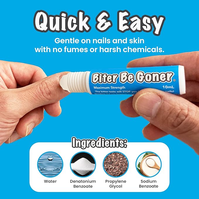 Nail Deterrent, Treatment for Kids and Adults, Non-Glossy Invisible Coating, Stop Nail Biting and Thumb Sucking Today, 0.3 Fl Oz