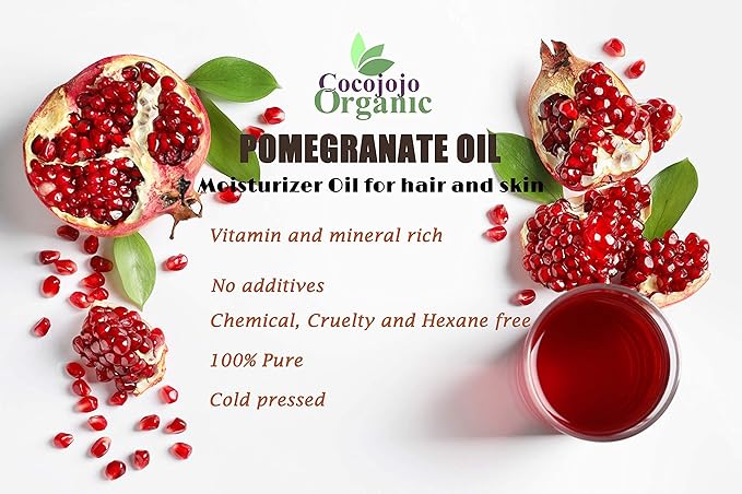 cocojojo Pomegranate Seed Oil Pure Cold Pressed 16 oz Refined Perfect for Skin Hair Nails Cuticles