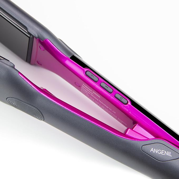 ANGENIL Hair Straightening Iron, 1.75 Inch Wide Flat Iron, 2 in 1 Straightener and Curler, Professtional Straightening Flat for Women Long Hair Thick Hair Wigs, Anti-Scald, LCD, 15S Fast Heating