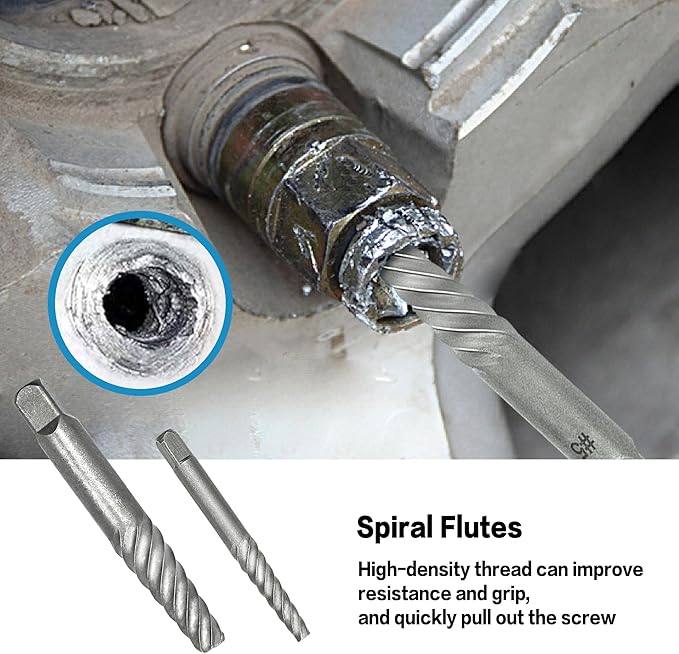 35-Piece Helical Screw Puller Bolt Puller Kit, Easy Removal Kit with Left Hand Drill Bit Multi-spline Puller for Stripping Damaged, Studs, Rusty, Fillet Bolts, Nuts and Screws Screw Remover