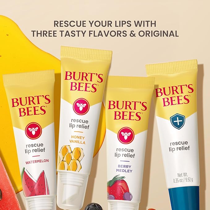 Burts Bees Rescue Lip Relief with Shea Butter and Echinacea, 100% Natural Origin, 0.35 Ounces