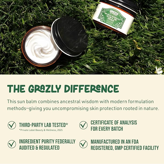 Beef Tallow Sunscreen SPF 35 – Unscented Water Resistant Zinc Sun Balm, Non-Greasy Natural Sunscreen for Face & Body – 4 Natural Ingredients: Non-Nano Zinc, Organic Coconut Oil, Beeswax- 1.8 oz