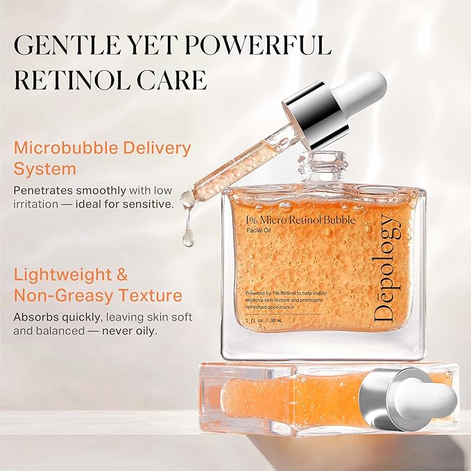 1% Retinol Face Oil with Firming, Smoothing & Glowing– Retinol Serum for Face, Lightweight Squalane Facial Oil for Fine Lines, Texture & Anti-Aging, Gentle for All Skin 1.01 fl oz