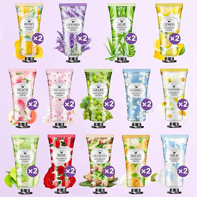 28 Pack Hand Cream Gifts Set for Women, Bulk Hand Lotion for Birthday Gifts for Women, Bridesmaid Gifts, Thank You Gifts, Party Favors, Mini Moisturizing Hand Lotion Travel Size for Dry Cracked Hands