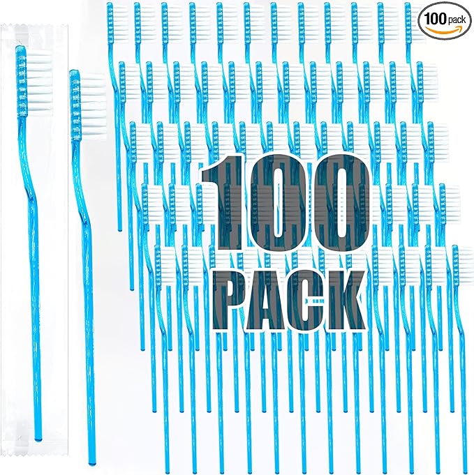 Disposable Toothbrushes with Toothpaste Adult Pre-Pasted Disposable Toothbrushes Travel Toothbrushes with Toothpaste Bulk Toothbrushes Waterless Toothbrush Individually Wrapped Mint-100Pcs