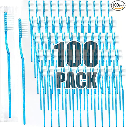 Disposable Toothbrushes with Toothpaste Adult Pre-Pasted Disposable Toothbrushes Travel Toothbrushes with Toothpaste Bulk Toothbrushes Waterless Toothbrush Individually Wrapped Mint-100Pcs