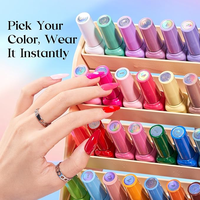 Beetles Gel Nail Polish Set – 36 Color Fall Yellow Brown Pink Red Gel Polish Kit with Base Coat Glossy Matte Glitter Top Coat Soak Off UV LED Gel for Nail Art Manicure Salon DIY Gift for Women
