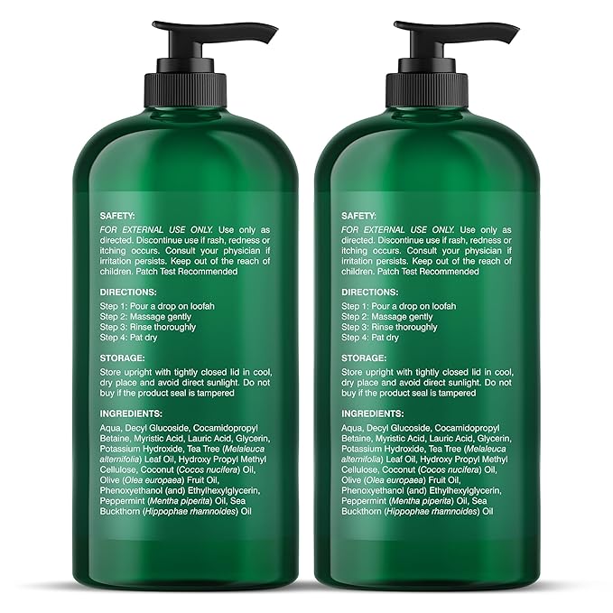 Botanic Hearth Tea Tree Body Wash | 16 Fl Oz | Helps Soothe Itchy, Dry Skin, Body Wash With 100% Pure Tea Tree Oil | Sulfate Free, Paraben Free, For Men And Women Set Of 2