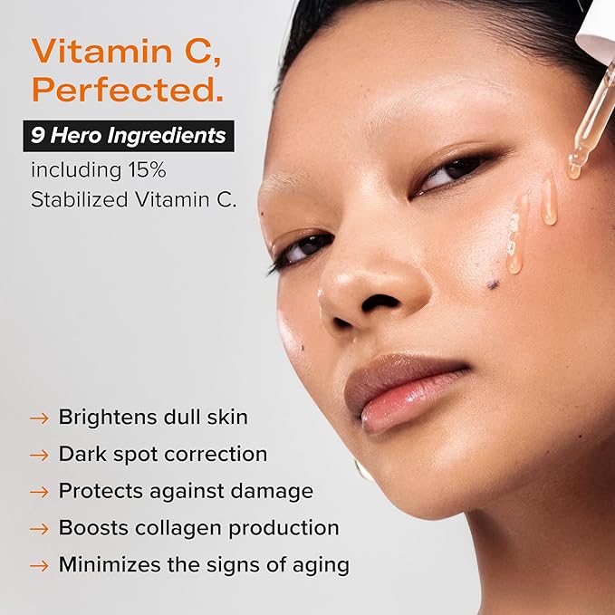 BRIGHTEN 15% Stabilized Vitamin C Serum with Glutathione, Ferulic Acid, Hexylresorcinol, Kakadu Plum, Vitamin E, Brightening, Glowing Skin, Anti-Aging 1 fl oz