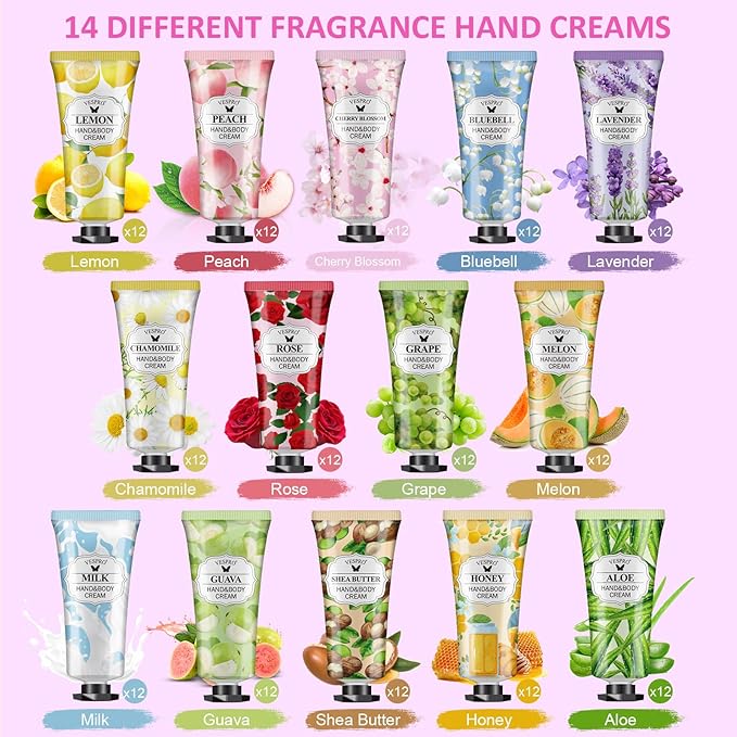 168 Pack Hand Cream Set For Women, Hand Lotion for Bridal Shower Favors, Bridesmaid Gifts, Thank You Gifts, Birthday Gifts, Employee Appreciation Gifts, Hand Lotion Travel Size for Dry Cracked Hands