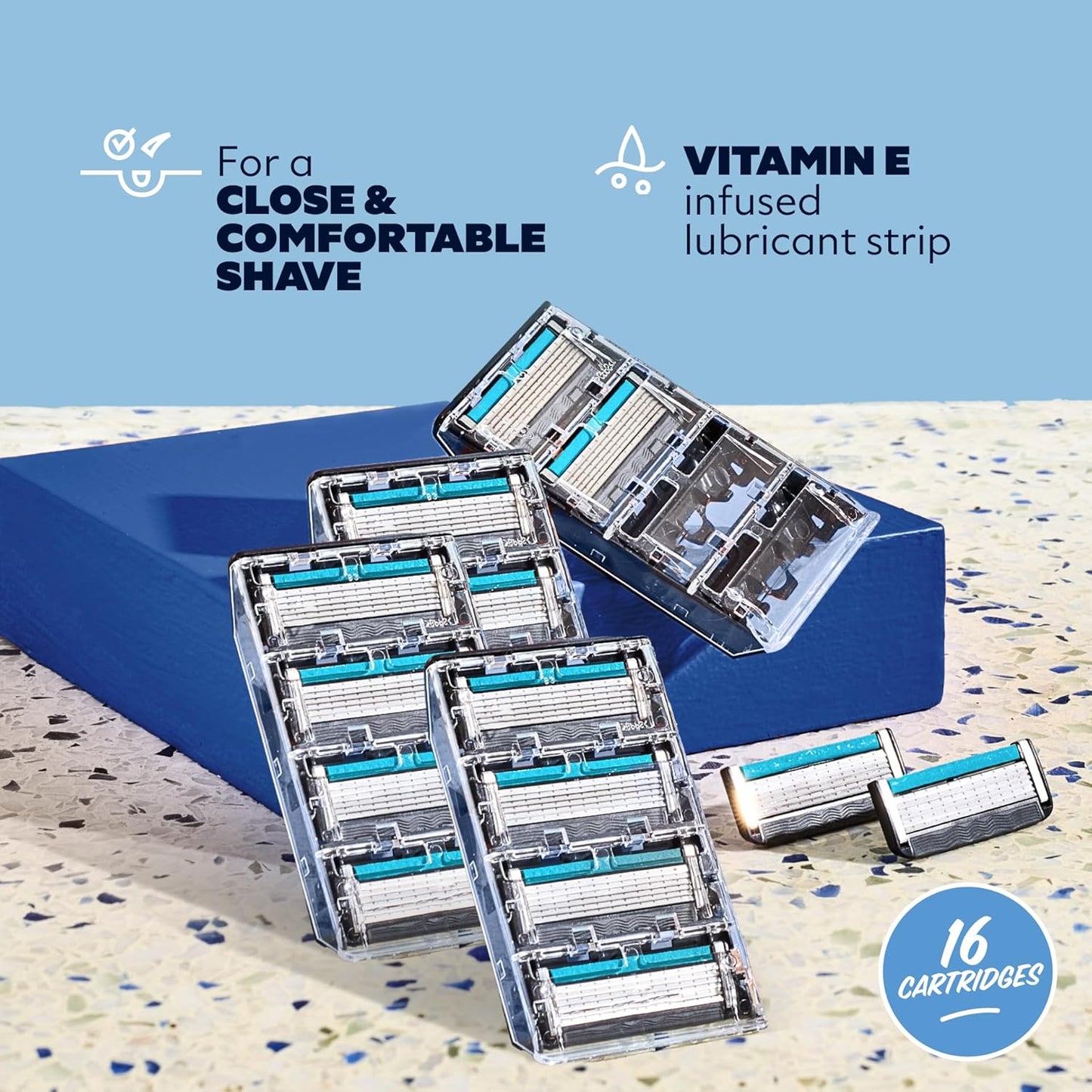 Dollar Shave Club | 6 Blade Razor Refills (16 Pack) | 6 Stainless Steel Blades for a Close & Comfortable Shave