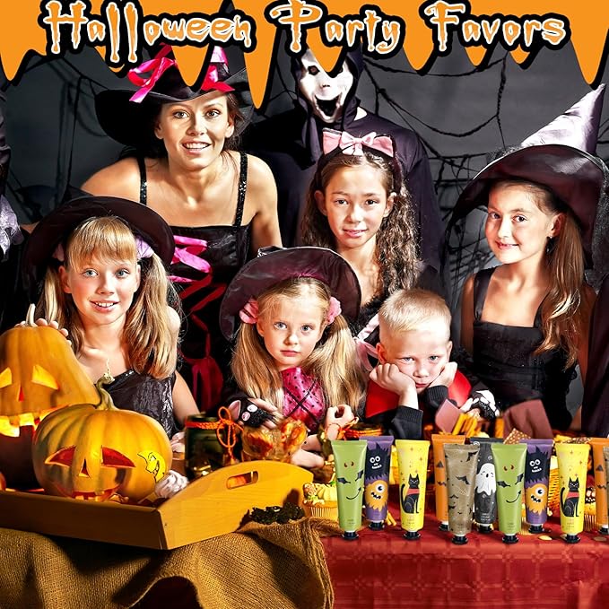 24 Pack Halloween Hand Cream Gift Sets for Women Ghost Mini Hand Lotion Bulk Travel Size Moisturizing Cream Halloween Party Favors Gifts for Stocking Stuffers 6 Natural Plant Fragrances