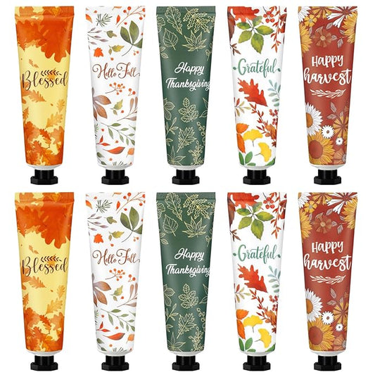 10 Pcs Fall Hand Lotion Bulk Gifts for Women Maple Leaves Hand Cream Gift Natural Botanical Fragrance Lotion for Chapped Hands 30ml Mini Travel Working Autumn Thanksgiving Party Supplies
