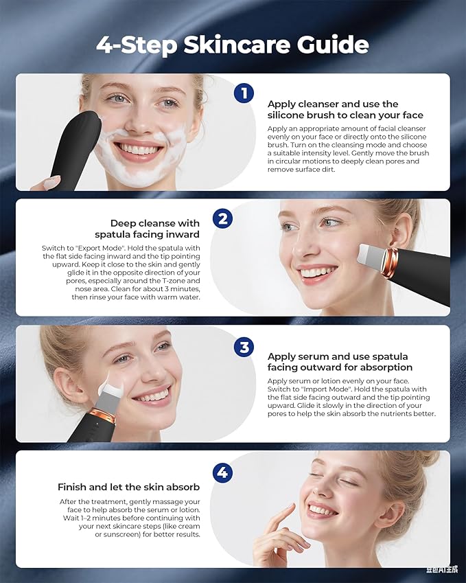 2 in 1 Facial Cleansing Brush & Massager, Facial Skin Scrubber Waterproof and Rechargeable Face Scrub for Deep Cleansing Vibrating Exfoliator Scrubber Skin Care with 7 Modes,Gentle Exfoliating - Black