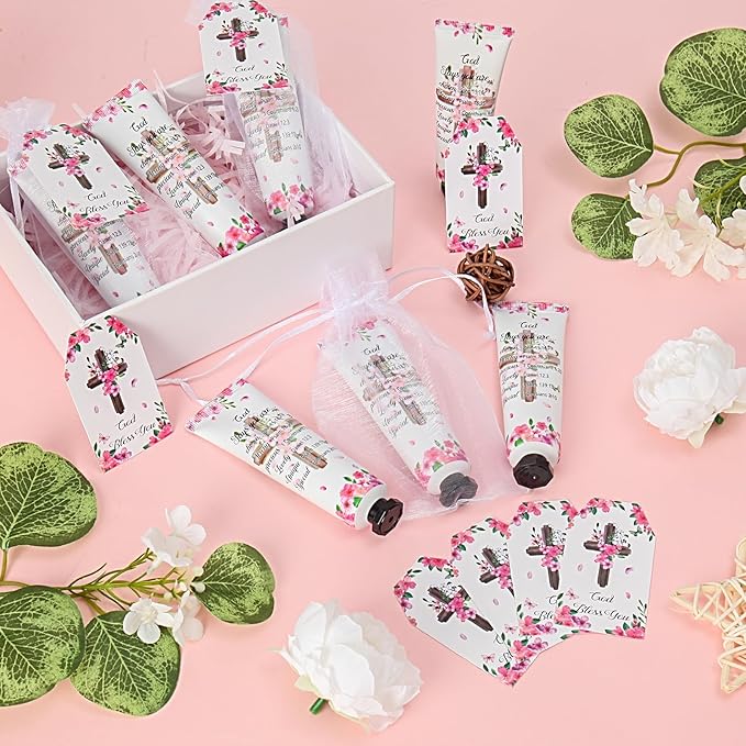50 Pack Christian Hand Cream Set Gifts for Women Bible Verse Bulk Hand Lotion Travel Size,Women Favors Hand Cream party Appreciation Gifts Include Cards and Organza Bags for Teacher Mom Lover Friends