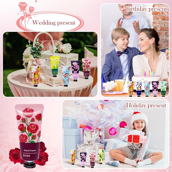 12 Pack Hand Cream for Women, Mini Hand Lotion Travel Size for Dry Cracked Care, Natural Plant Fragrance Moisturizer Present Set for Mother, Teacher Appreciation and Bridesmaid Present