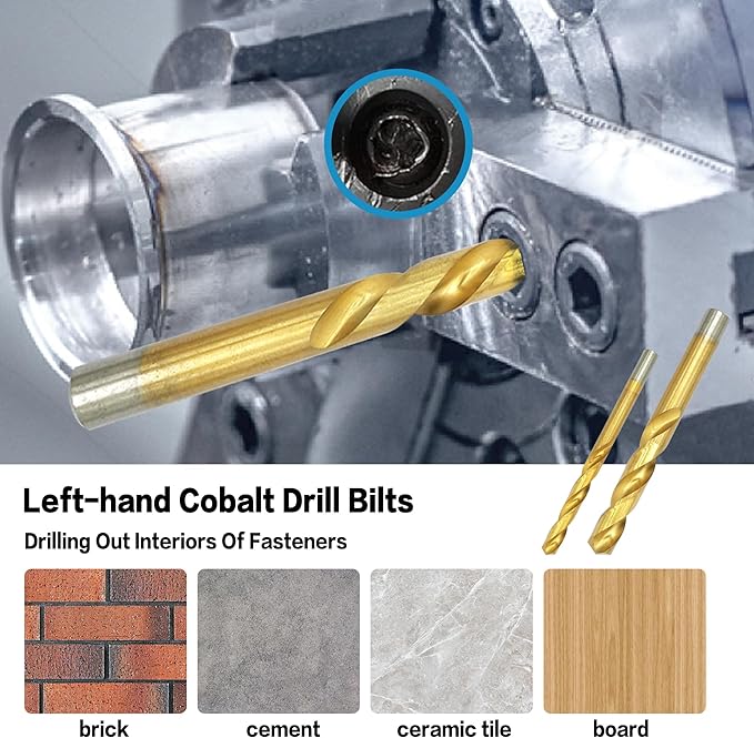 35-Piece Helical Screw Puller Bolt Puller Kit, Easy Removal Kit with Left Hand Drill Bit Multi-spline Puller for Stripping Damaged, Studs, Rusty, Fillet Bolts, Nuts and Screws Screw Remover