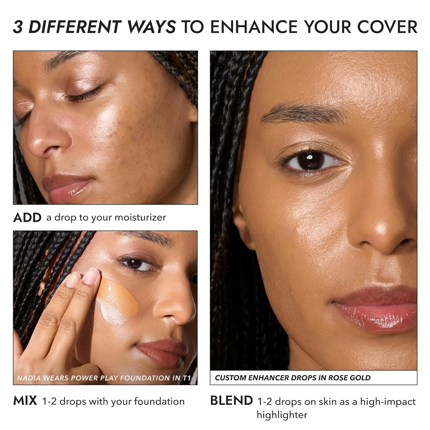 COVER FX Custom Enhancer Drops - Moonlight : Champagne Finish - 15mL - Radiant Glow - Liquid Highlighter