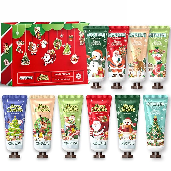 10 Pack Christmas Hand Lotion Gifts Set，Moisturizing Hand Cream for Women, Moms & Coworkers，Mini Travel Size Holiday Gifts, Stocking Stuffers & Bulk Gifts for Christmas Appreciation 20ml