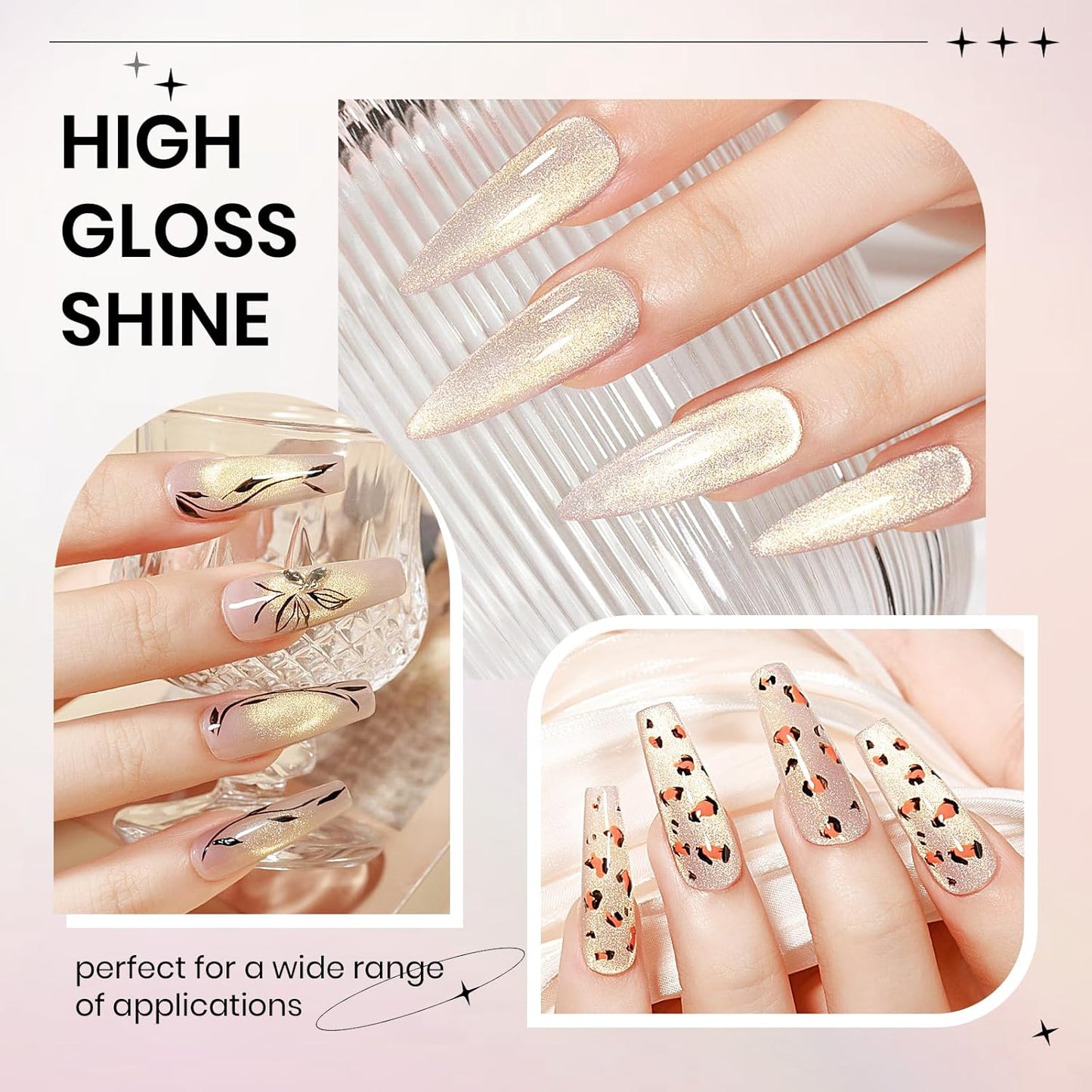 Cat Eye Gel Nail Polish, Nude Glitter Cat eye Gel Polish Holographic Magnetic Gel Polish Shimmer CatEye Effect with Magnet Soak Off Gel Salon DIY at Home, 0.5 OZ