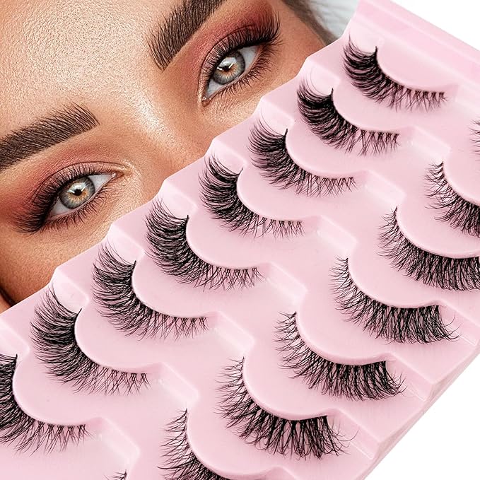 Cat Eye Lashes Yasnai Wispy False Eyelashes 3D Mink Lashes Volume Lashes Fake Eyelashes Natural Look Fox Lashes 8 Pairs Pack