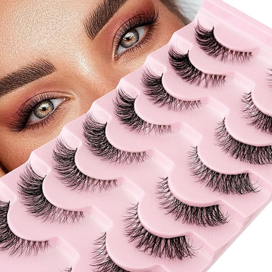 Cat Eye Lashes Yasnai Wispy False Eyelashes 3D Mink Lashes Volume Lashes Fake Eyelashes Natural Look Fox Lashes 8 Pairs Pack