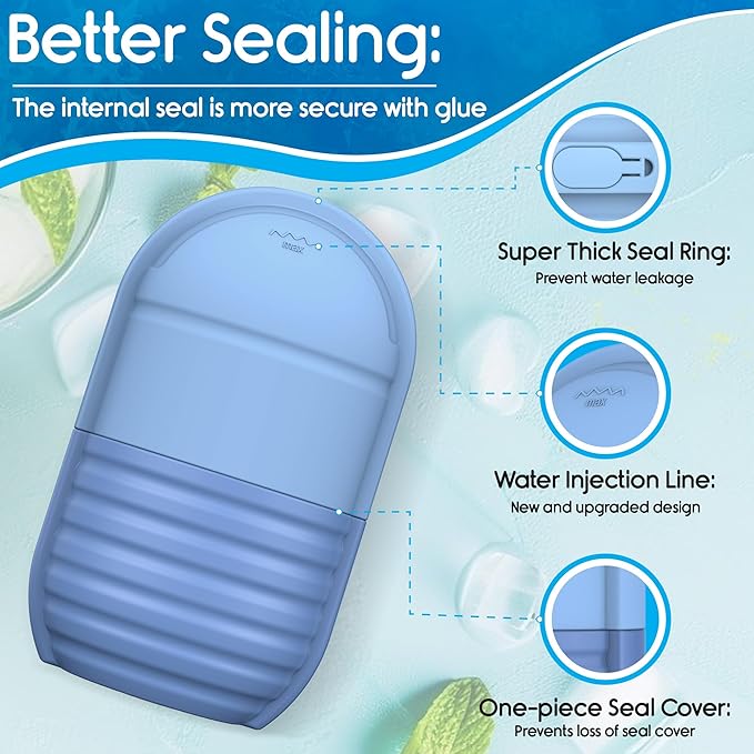 2Pcs Ice Roller for Face, Ice Face Roller, Reusable Silicone Ice Mold for Face, Facial Beauty Ice Roller Skin Care Tools for Shrink Pores Anti Wrinkle Reduce Puffiness (Brown + Yellow)