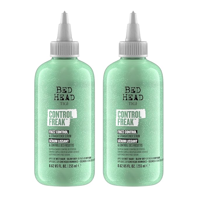 Bed Head TIGI Control Freak Frizz Control & Straightening Serum - Use for Anti-Frizz & Smoothing - For Frizzy, Curly & Coarse Hair - Use on Damp & Dry Hair - Fly Away Hair Tamer - 8.62 oz (2 Pack)