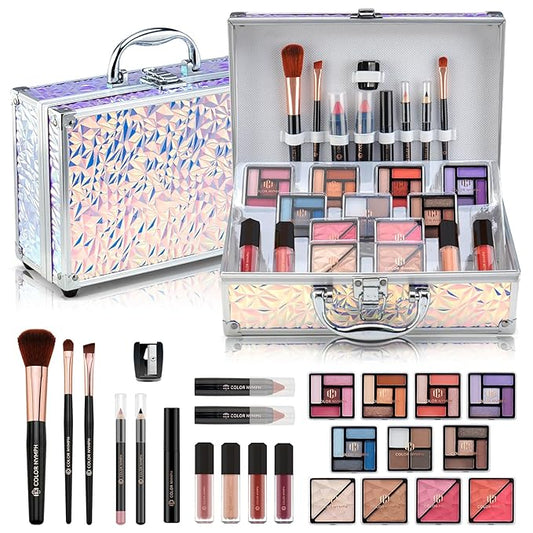 Color Nymph Makeup Kit For Women, Girls Makeup Set For Teens Professional Make Up Kits With Travel Case Full Cosmetics Kit w/ 35 Colors Eyeshadows Lipstick Blush Brushes Lipgloss Mascara