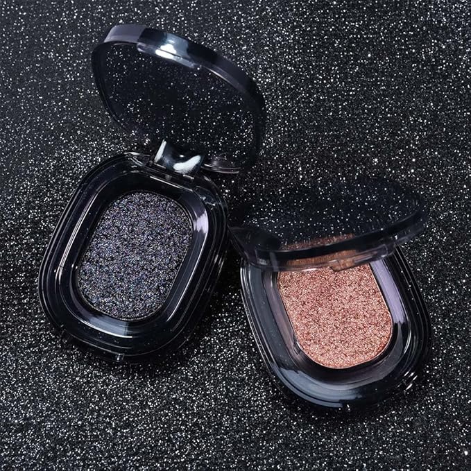Black Glitter Eyeshadow Palette Makeup for Women, Glitter Shimmer Metallic Holographic Iridescent Single Monochrome Eyeshadow Halloween Birthday Party Wear Makeup, Sombras Crema Para Ojos