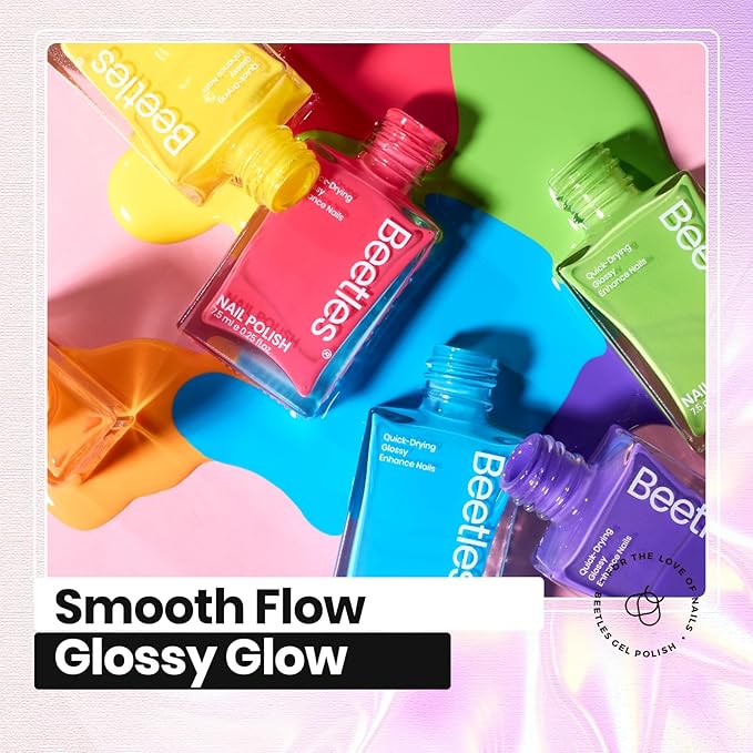 Beetles Neon Nail Polish Set - Quick Dry Nail Polish Kit 12 Colors Hot Pink Green Blue Yellow Red Regular Air Dry Fingernail Polish Pack for Women Gift Beetles Cocktails 12 Colors