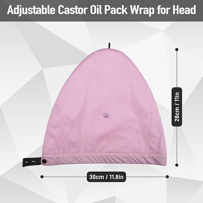 Castor Oil Pack Wrap for Head, Reusable Castor Wrap Organic Cotton for Women Sleeping,Castor Oil Pack Kit for Thinning, Balding, Dry and Damaged Hair