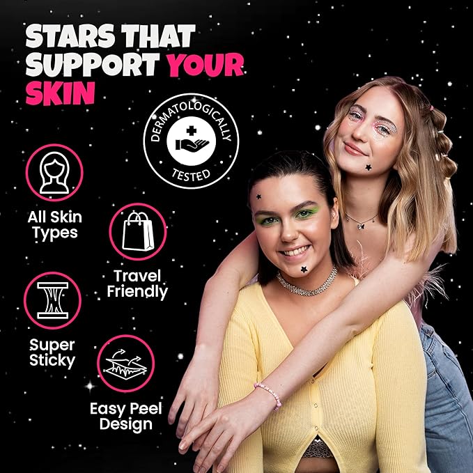 Andlane 280Pcs Star Pimple Patches for Face - Pimple Patches Cute Stars - Hydrocolloid, Salicylic Acid, Tea Tree Oil, Centella - Black Color, 3 Sizes Zit Stickers