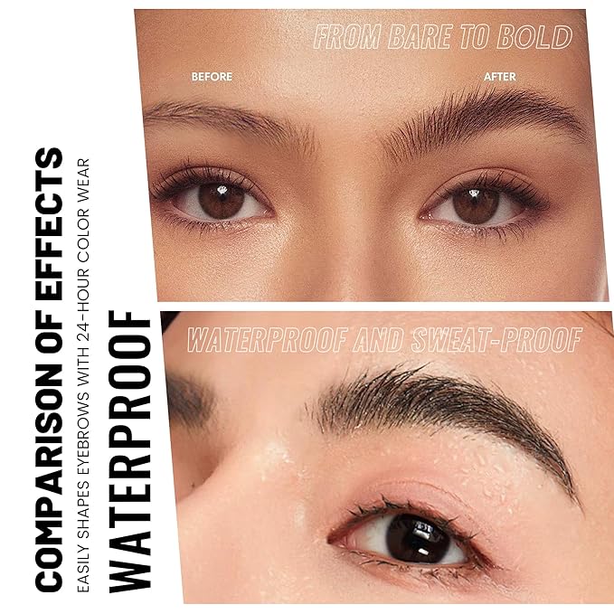 2 Pack 2 Fine Tip Eyebrow Pen, Waterproof Filling Faux Brow Makeup Pencils for Women with Precise Curved Brush-Tip to Fast Create Natural Hair-Like Brows, Last All-Day (Natural Black)