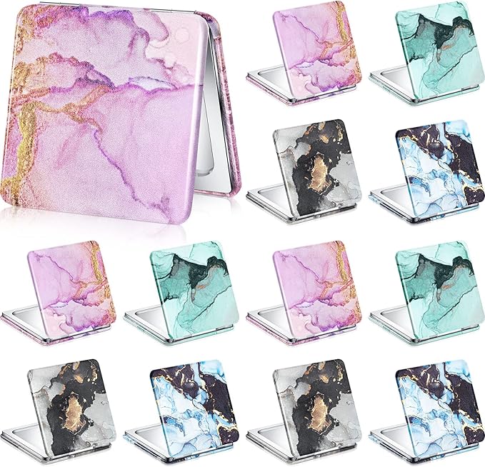 Cindeer 20 Pcs Compact Mirror Bulk Small Purse Portable Pocket Hand Double Sided Magnifying Makeup Mirror Square with 2X 1x Magnification for Girls Woman Mother Travel