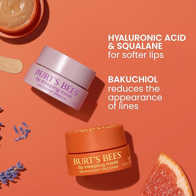 Burt’s Bees Moonlight Orchard Lip Sleeping Mask, With Hyaluronic Acid and Squalane Moisturizer To Instantly Hydrate Lips, Overnight Mask, Treatment, 0.45 oz.