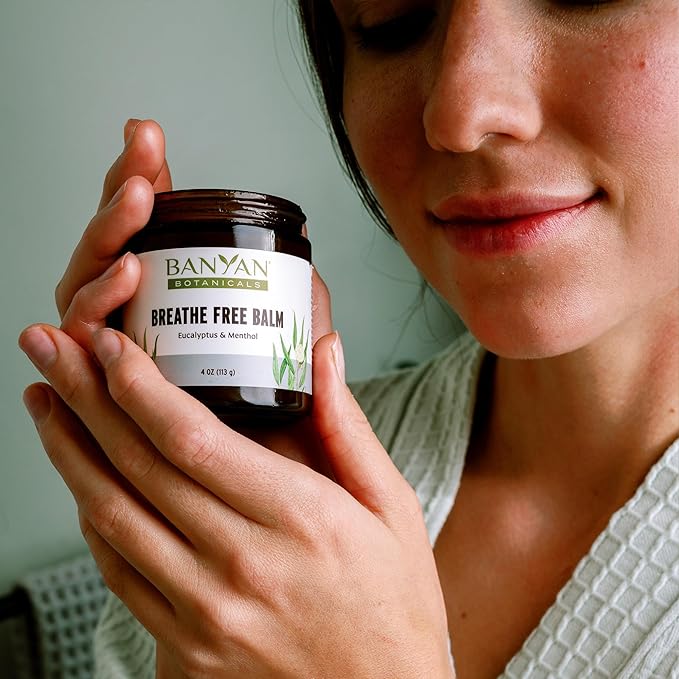 Banyan Botanicals Breathe Free Balm – 99% Organic, Natural Chest Rub with Eucalyptus & Menthol Crystals ­­– for Respiratory Relief & Easy Breathing – 4 oz. – Non GMO Sustainably Sourced Vegetarian