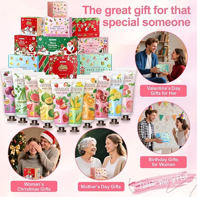 10 Pack Hand Cream Gift Set, Natural Plant Scents, moisturizing Hand Lotion Travel Size, Gifts for Women, Birthday, Mother's Day, Valentine's Day, Christmas, Thank You Gifts