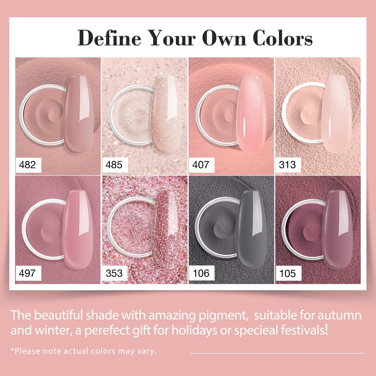 AZUREBEAUTY 30Pcs Dip Powder Nail Kit Starter with Nail Sticks, Translucent Jelly Nude Pink Gary 8 Colors Dipping Liquid Set Added Matte Top Coat Recycling Tray for Manicure Salon DIY Home